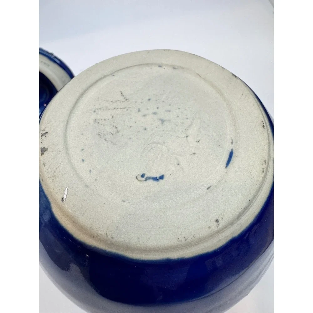 Celestial Art Pottery Cobalt Blue Textured Ceramic Jar with Crystal Star‎ Finial